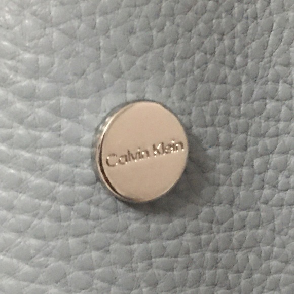 Calvin Klein Rachel Leather Large Tote Blue Mist - Picture 8 of 9